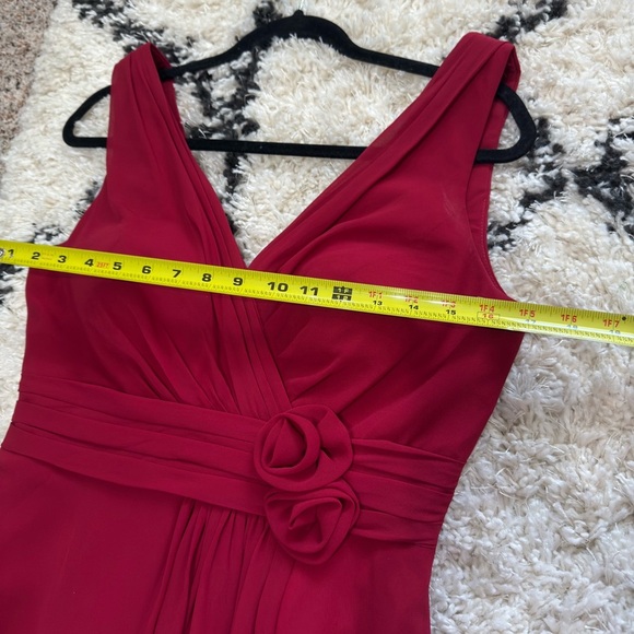 Bill Levkoff Red Chiffon Maxi Gown Bridesmaid Formal Evening Dress Size 10 - Picture 5 of 9